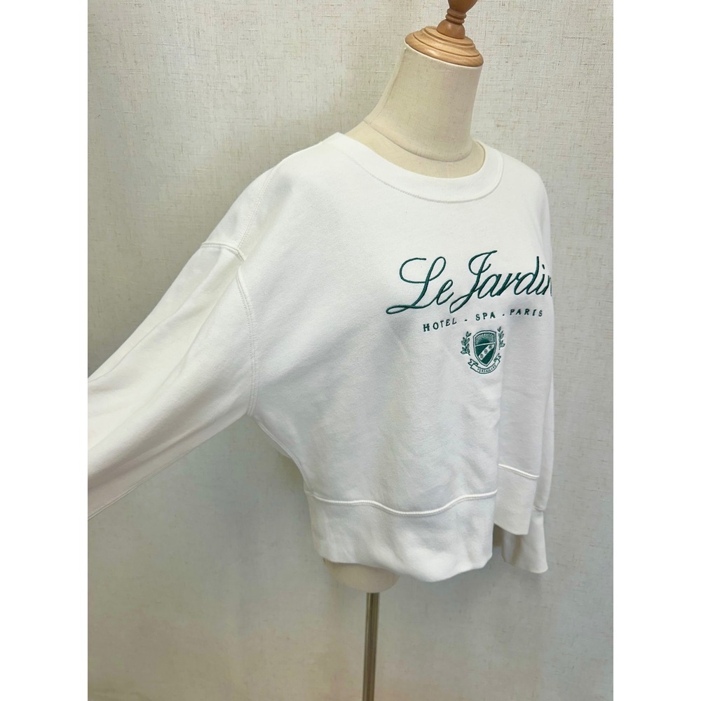 Abercrombie & Fitch Sweatshirt Size Large White Le Jardin Paris Graphic Pullover - Picture 12 of 14